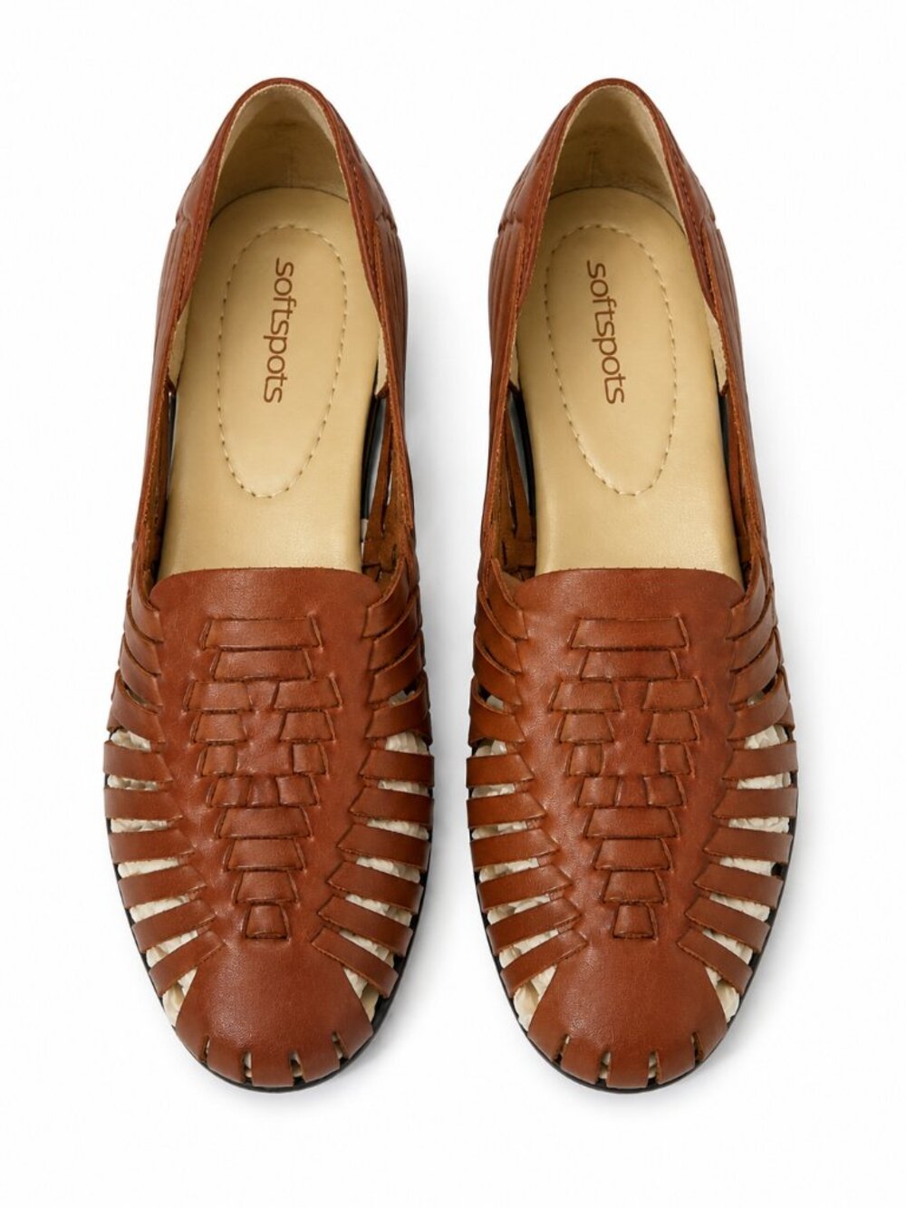 Softspots Brown Woven Leather Huarache Flats Women’s 12N NEW Without Box